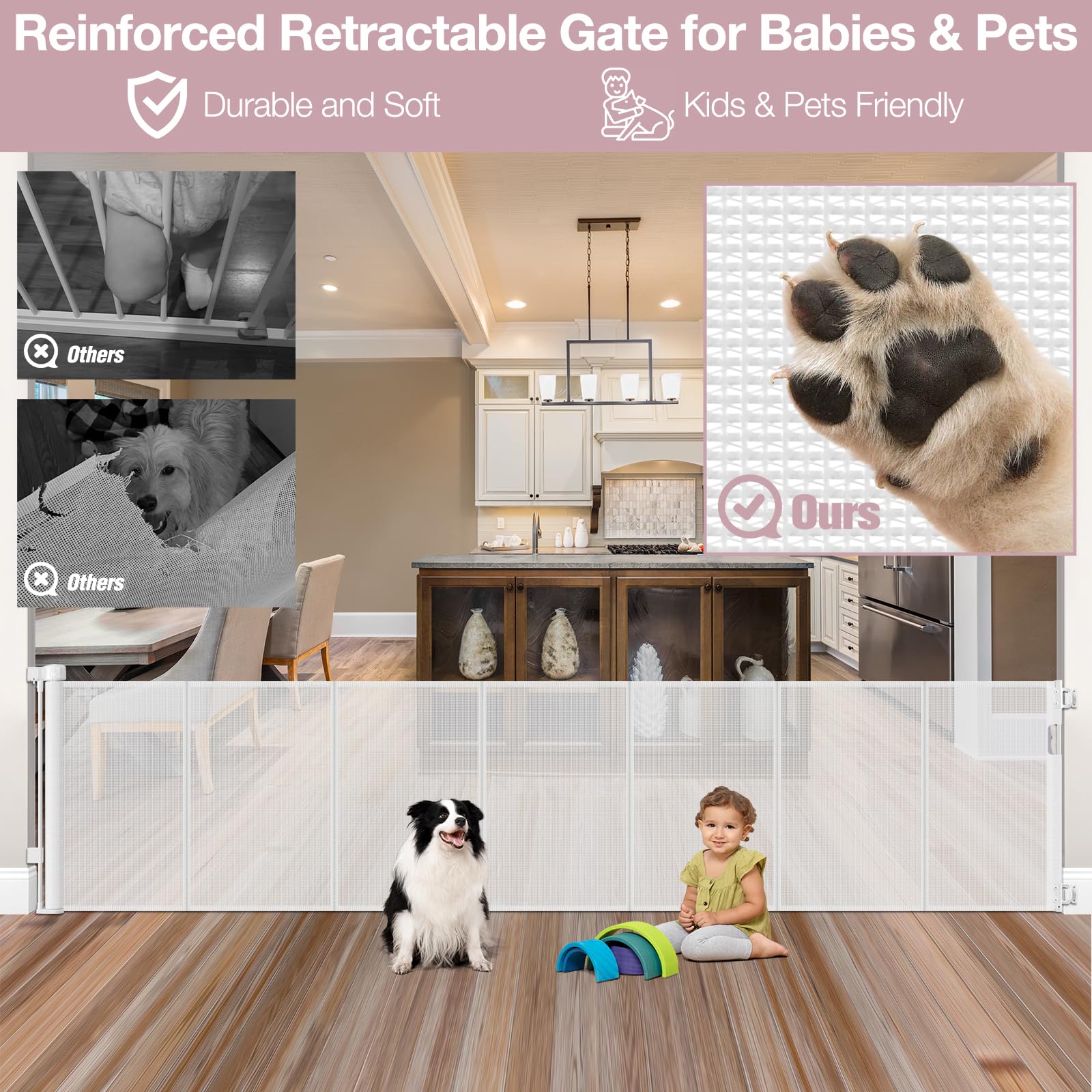 Dabormi kid-friendly mesh protects babies and pets safely.