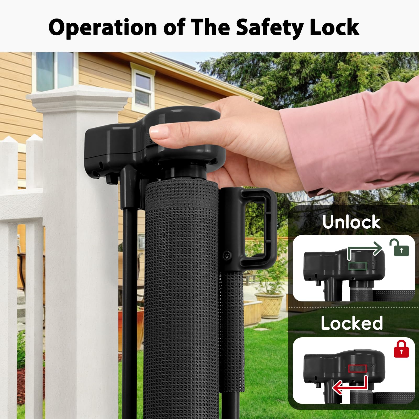 Dabormi outdoor gate securing deck, garage, and patio areas