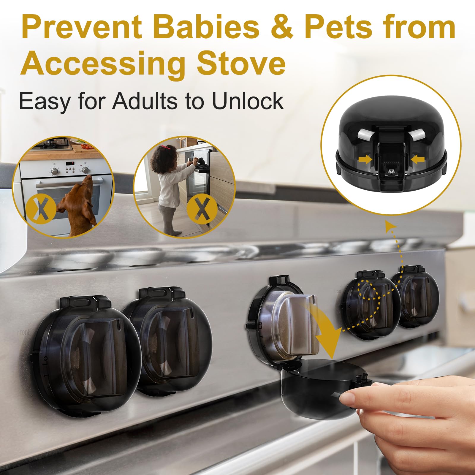 Dabormi stove knob covers installation demonstrates quick setup for safe cooking.