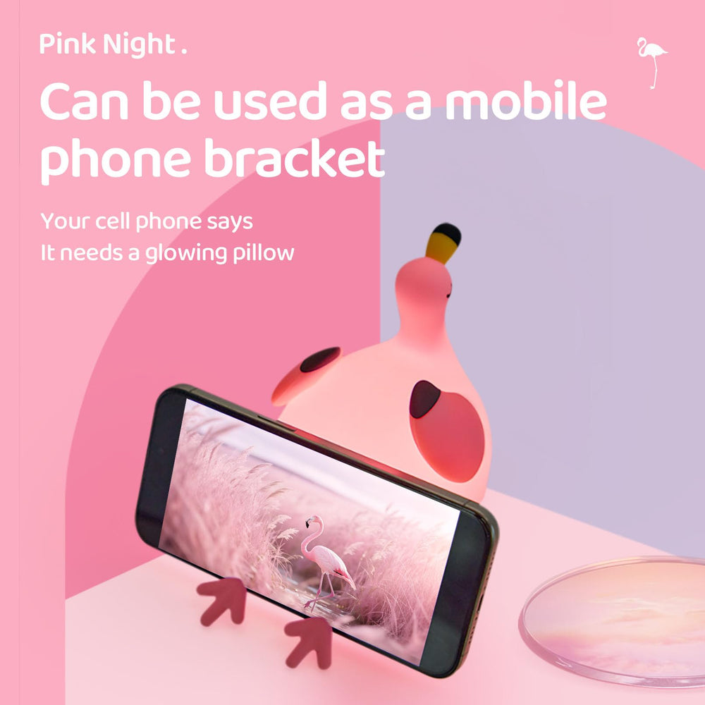 DADYLOBO pink flamingo night light at 100% brightness for early mornings