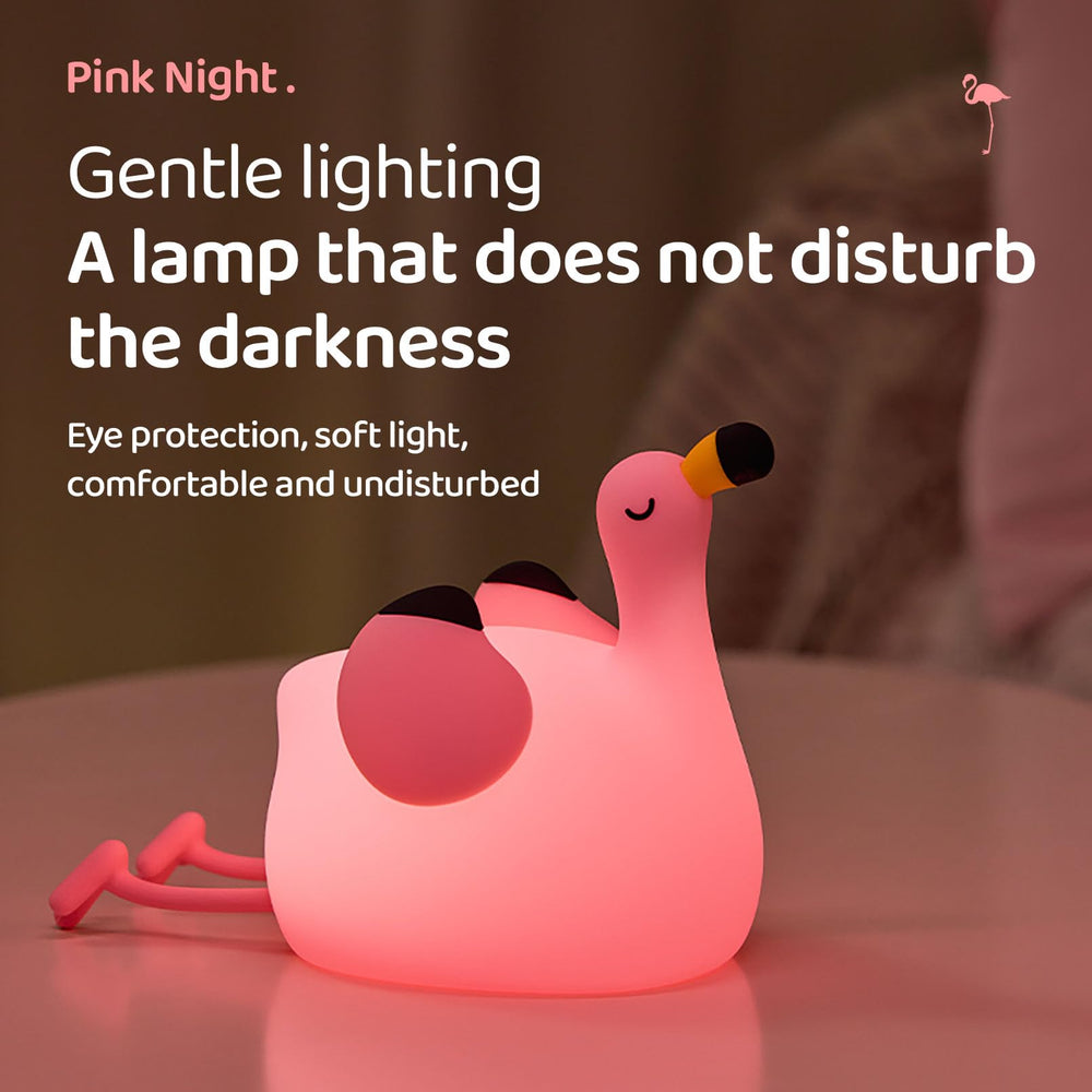 DADYLOBO pink flamingo night light at 60% brightness for midnight visits