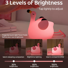 DADYLOBO pink flamingo night light on bedside table for bedtime routine