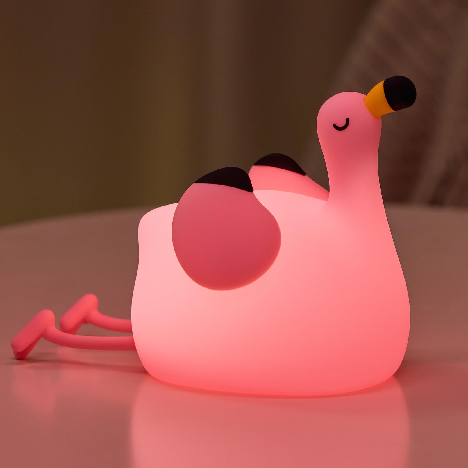 DADYLOBO pink flamingo night light front view with gentle glow for bedtime