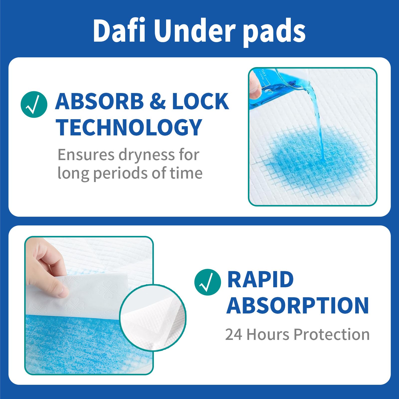 DAFI thick-absorbent-core bed pad demonstrates strong surface protection