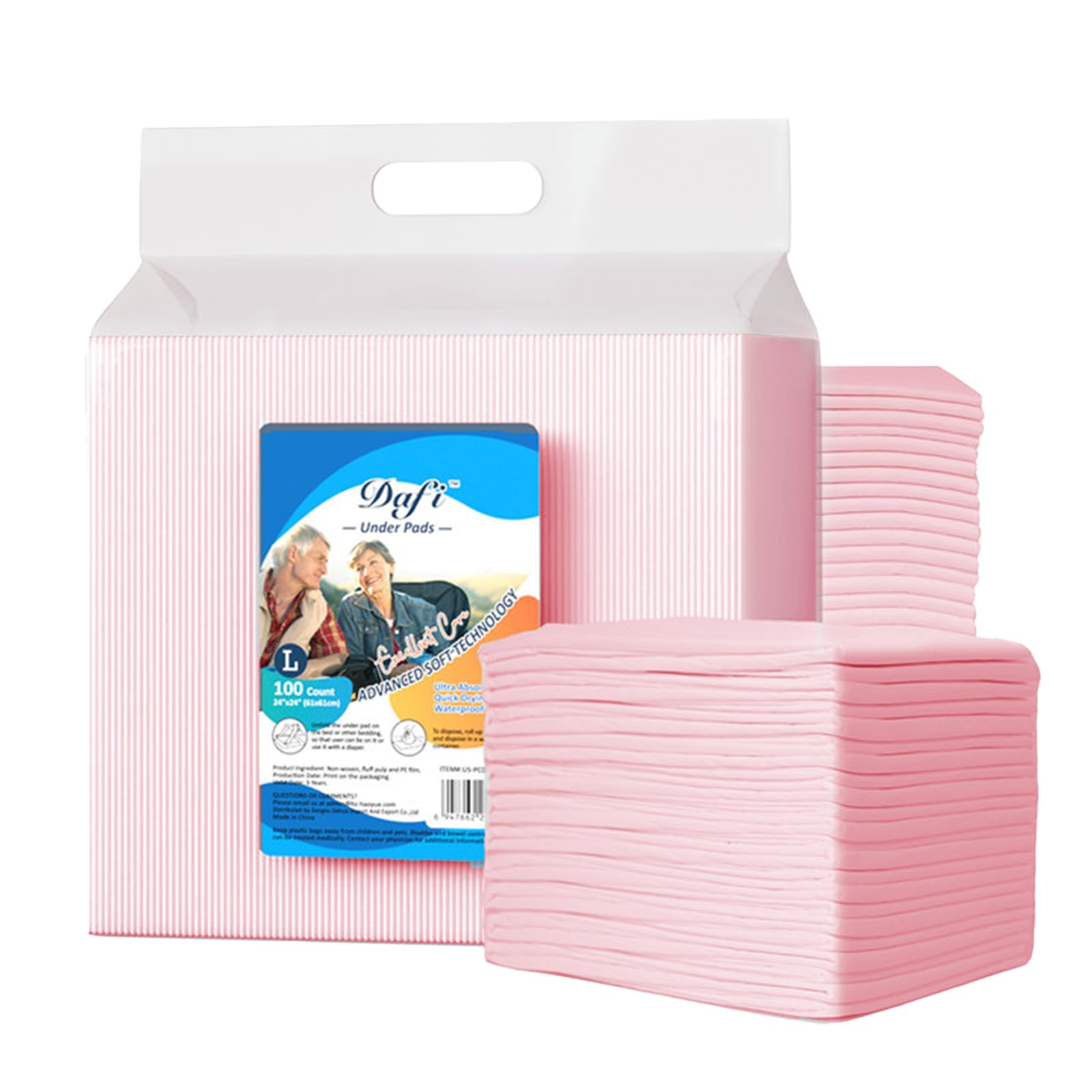 DAFI disposable bed pad 24x24 shows ultra-absorbent core for quick dryness