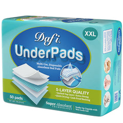 DAFI disposable bed pad on bed shows oversized protection and dryness.