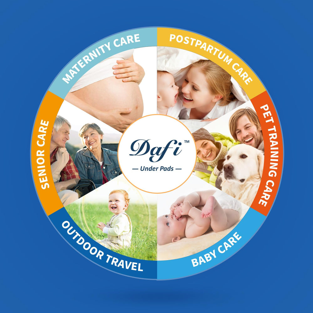 DAFI incontinence care pad supports hygiene for elderly or postpartum use.