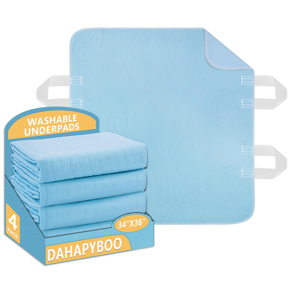 DAHAPYBOO Improvia bed pad with four handles for easy repositioning at home.