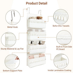 Dahey white cotton canvas door organizer for stylish bathroom or dorm storage.