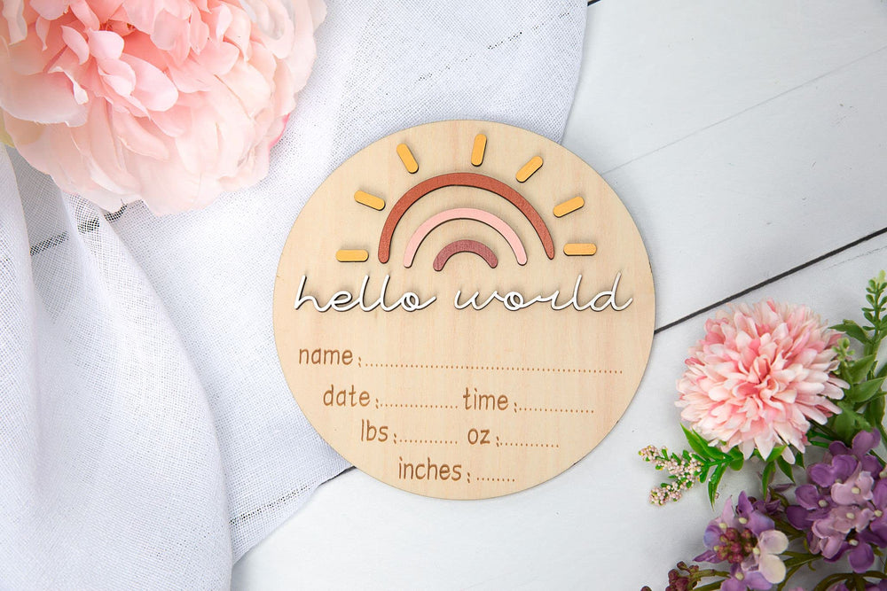 DAISY FRILLS announcement with storage bag, a convenient keepsake for newborn details.