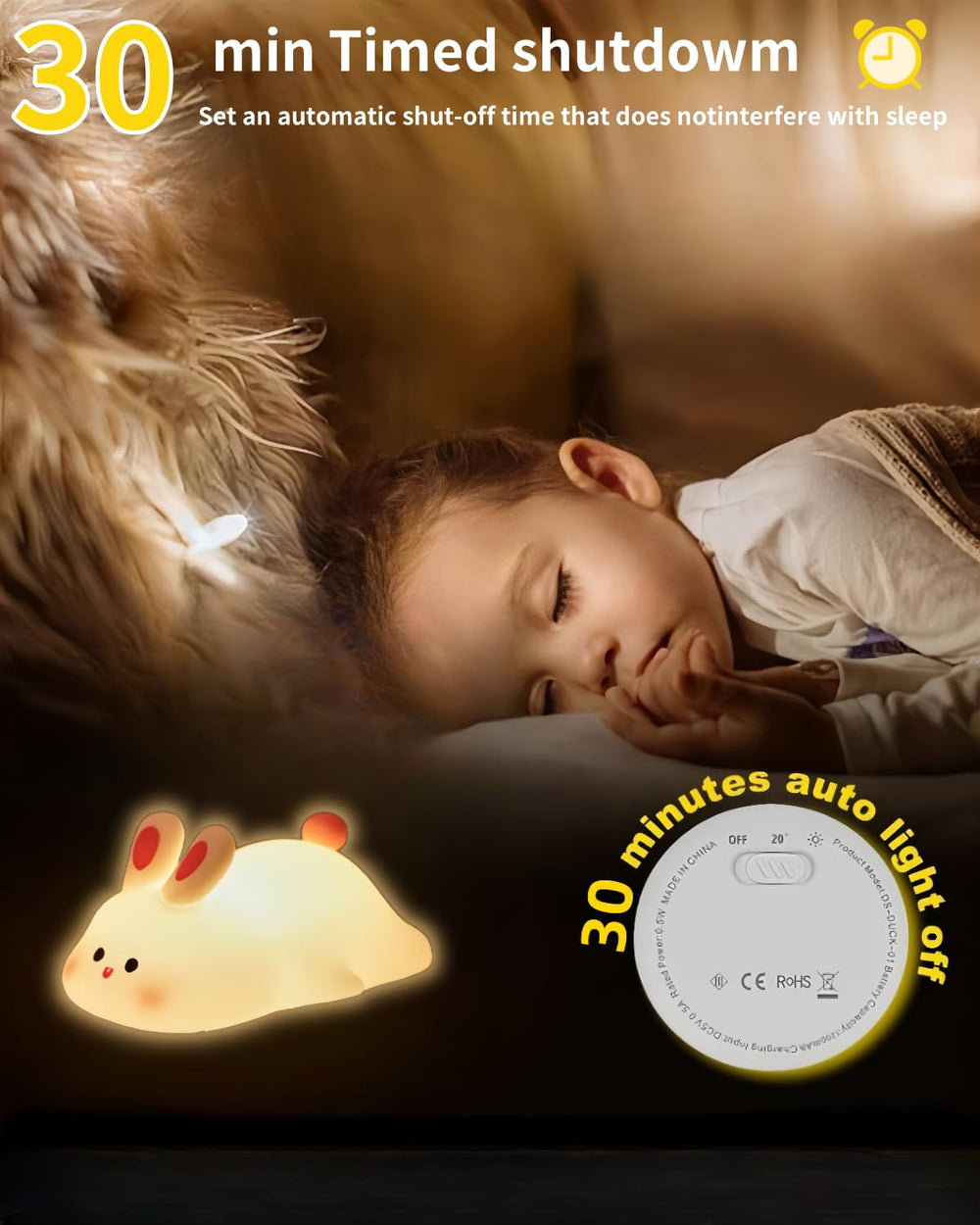 Daixinde touch-control night light lets kids adjust brightness easily.