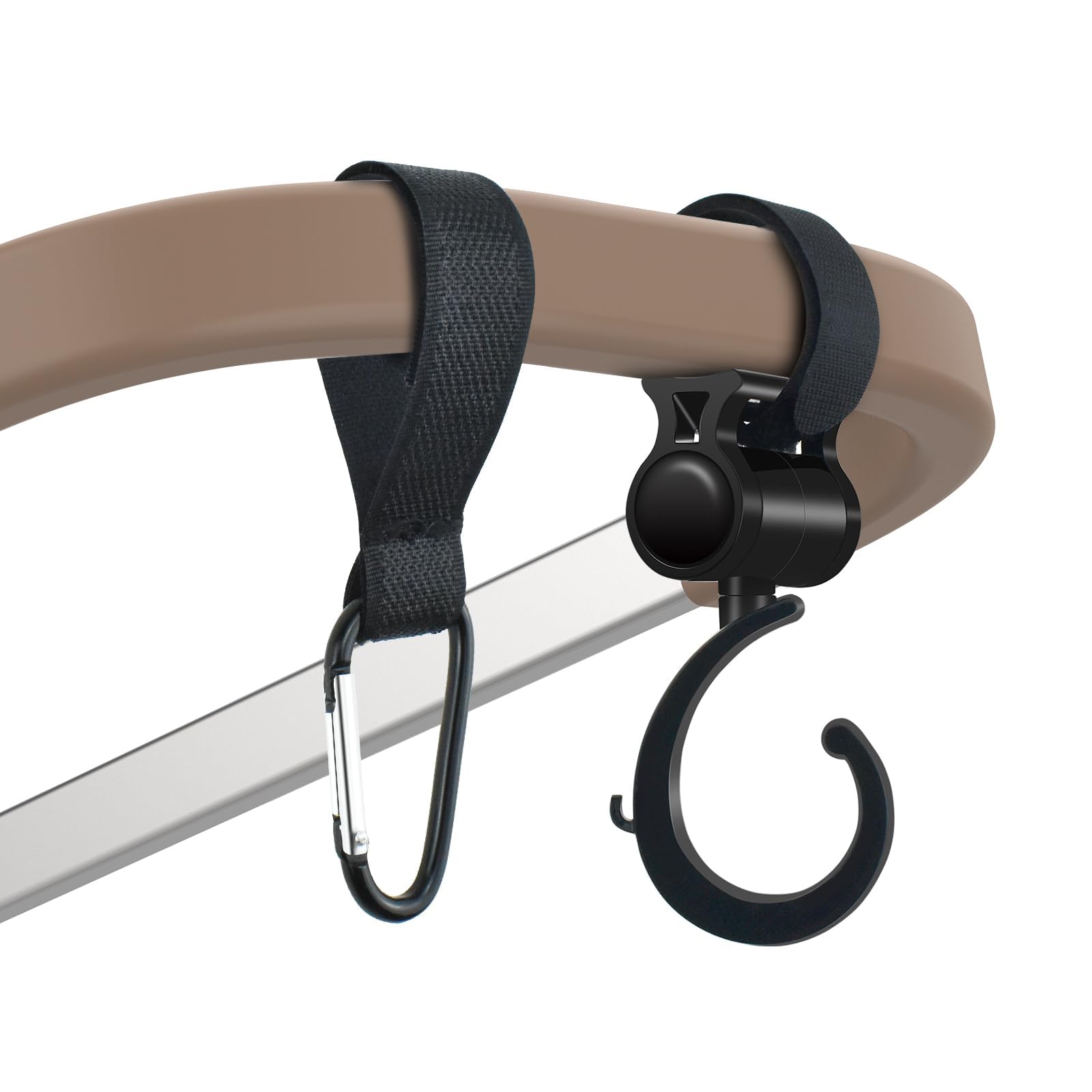 DALQUIS 360-degree rotating stroller hook on a handle for easy bag hanging