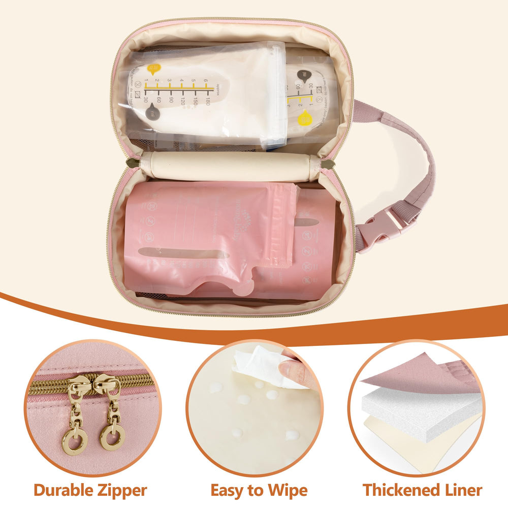 Damero cooler bag with detachable handle attaches securely to a stroller.