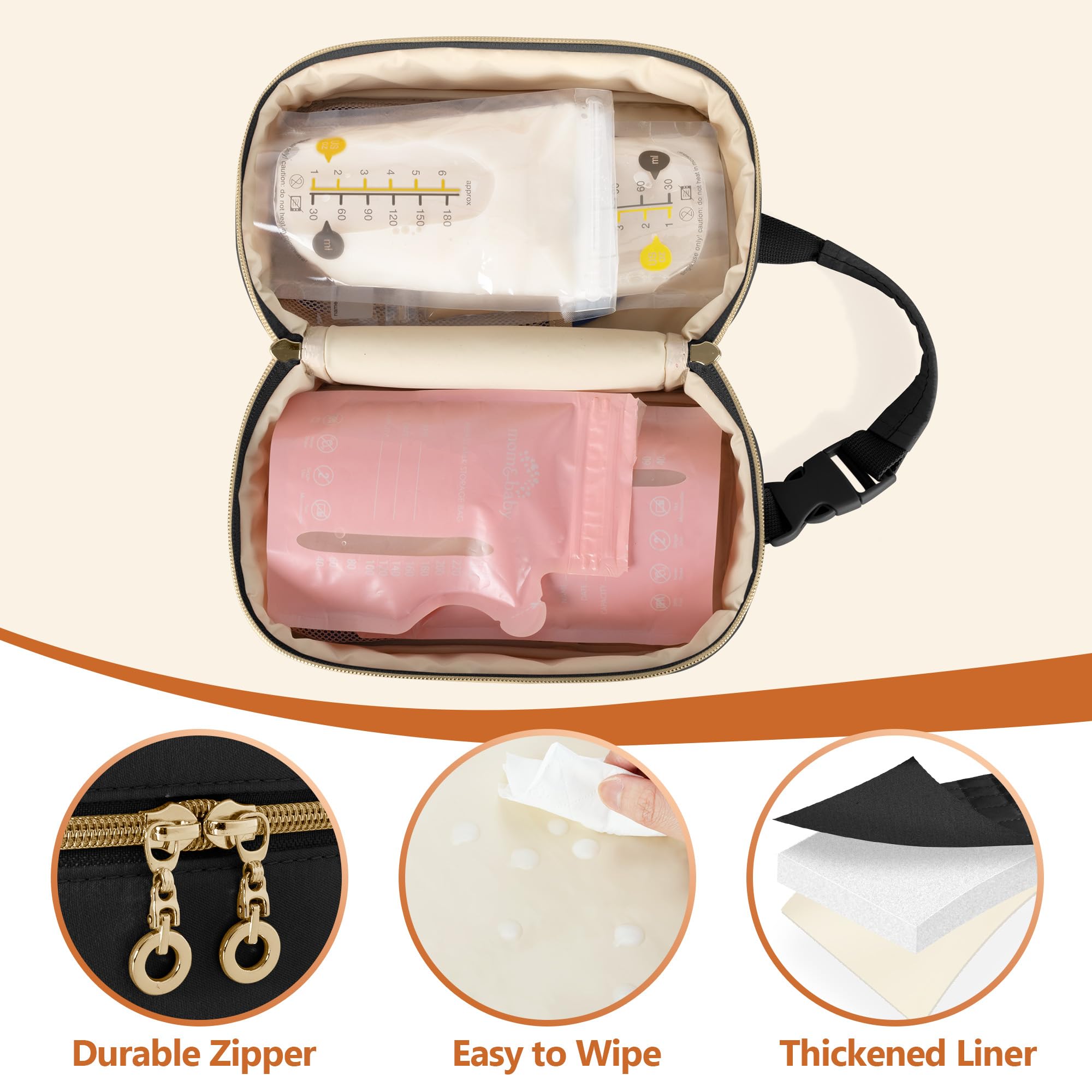 Damero cooler bag with detachable handle easily attaches to strollers or bags