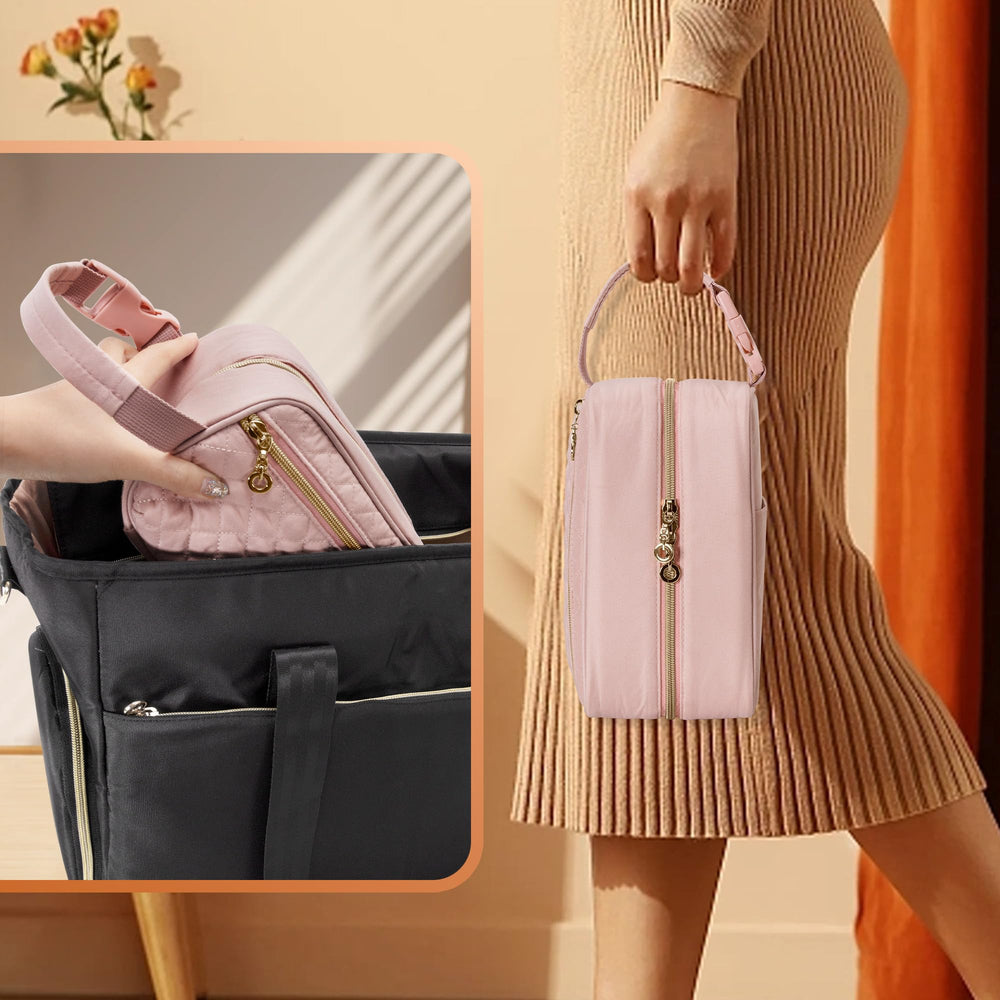 Damero bag in use during daycare and travel scenarios.