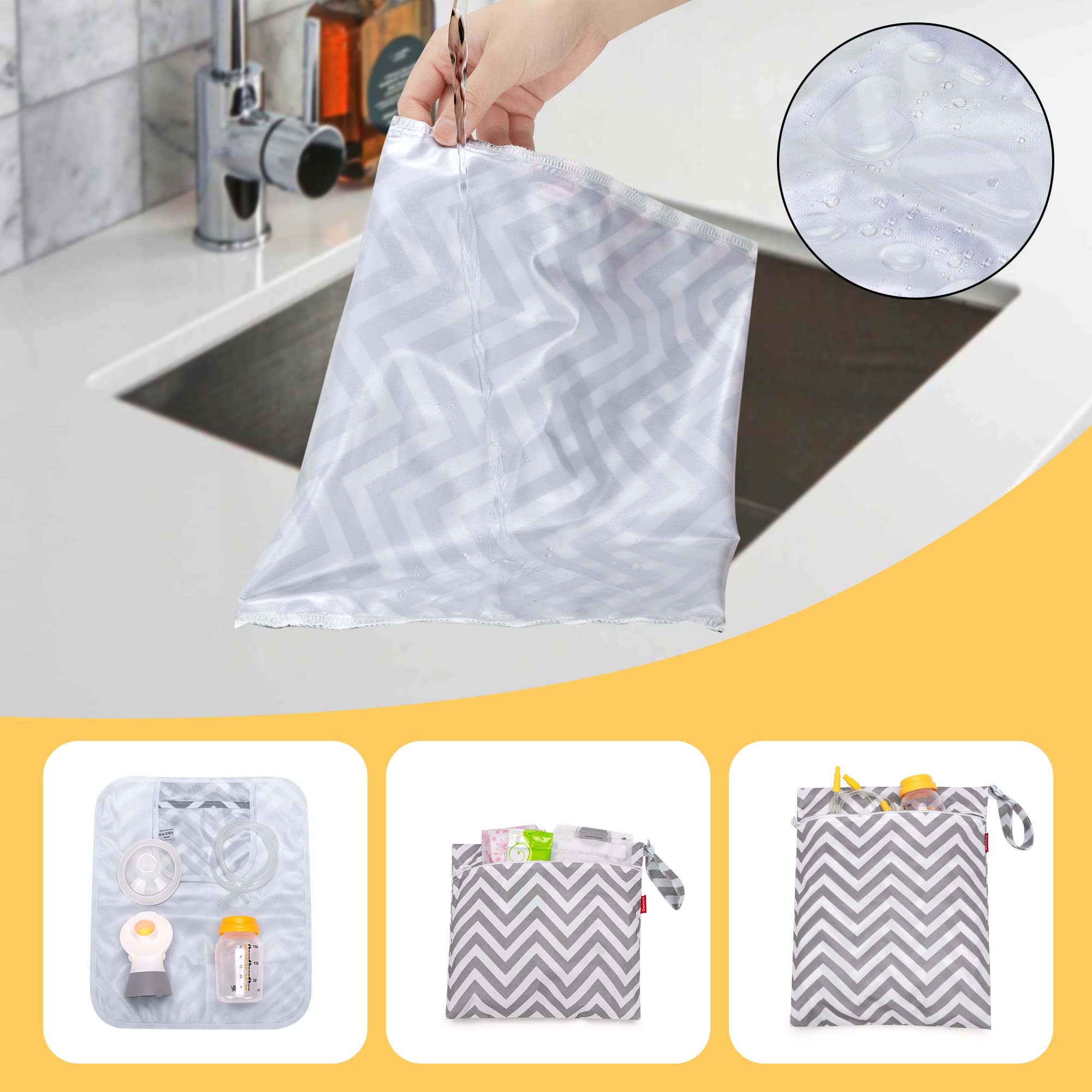 Damero waterproof mat in gray chevron ready for clean surfaces
