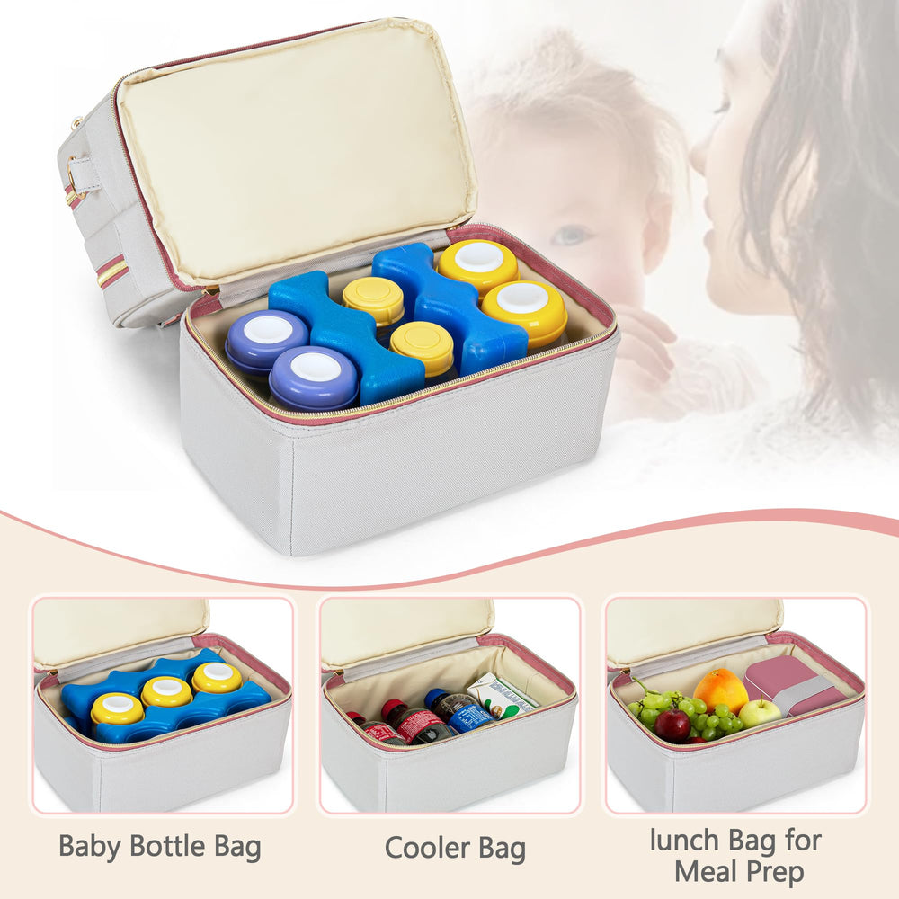 Damero cooler-bottom section holds bottles and ice packs on the move