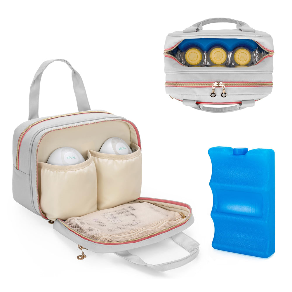 Damero wearable breast pump bag front pouches keep pump secure during travel