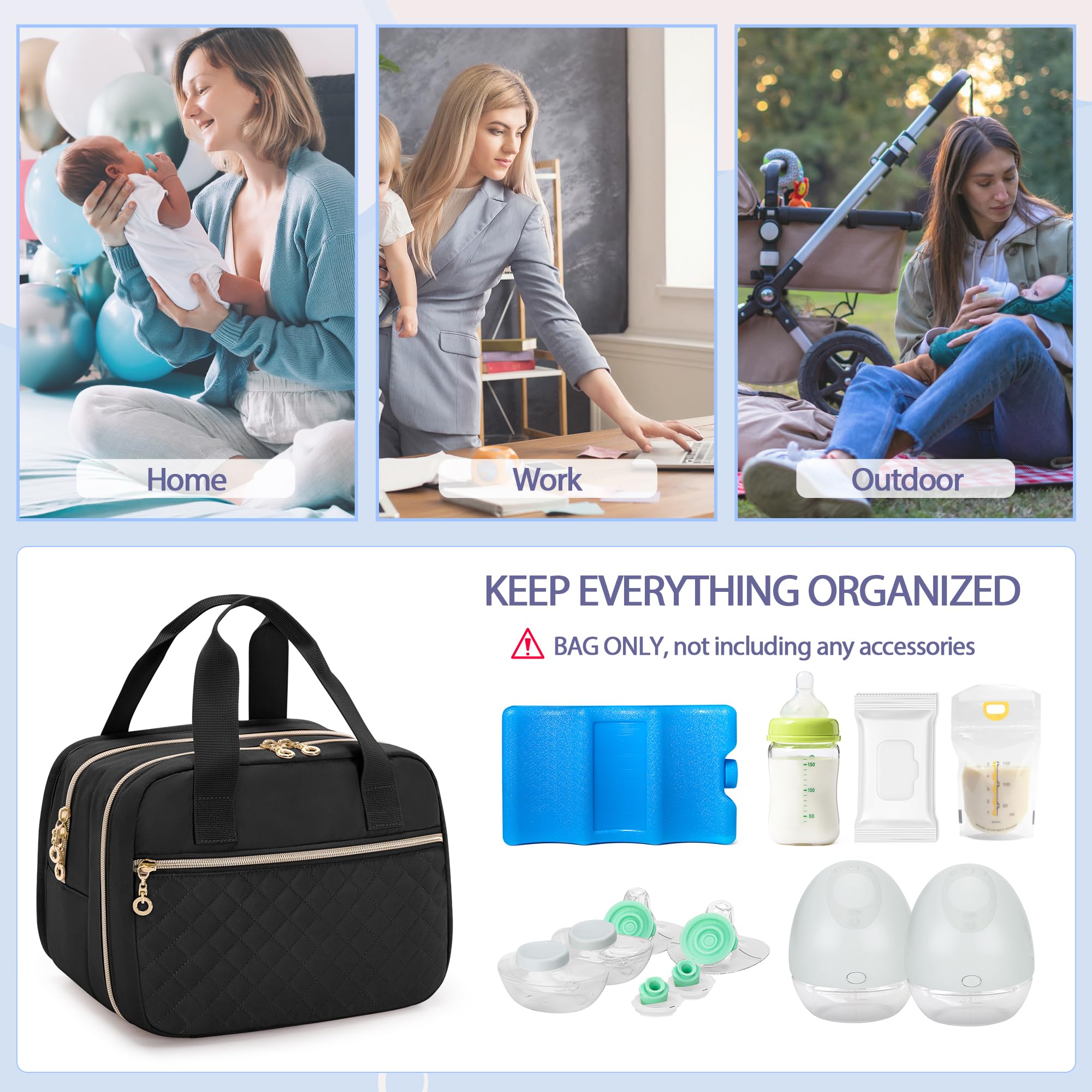 Damero two-way zipper enables quick access to contents.