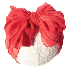DANMY baby headband white bow, breathable cotton lace ideal for everyday outfits