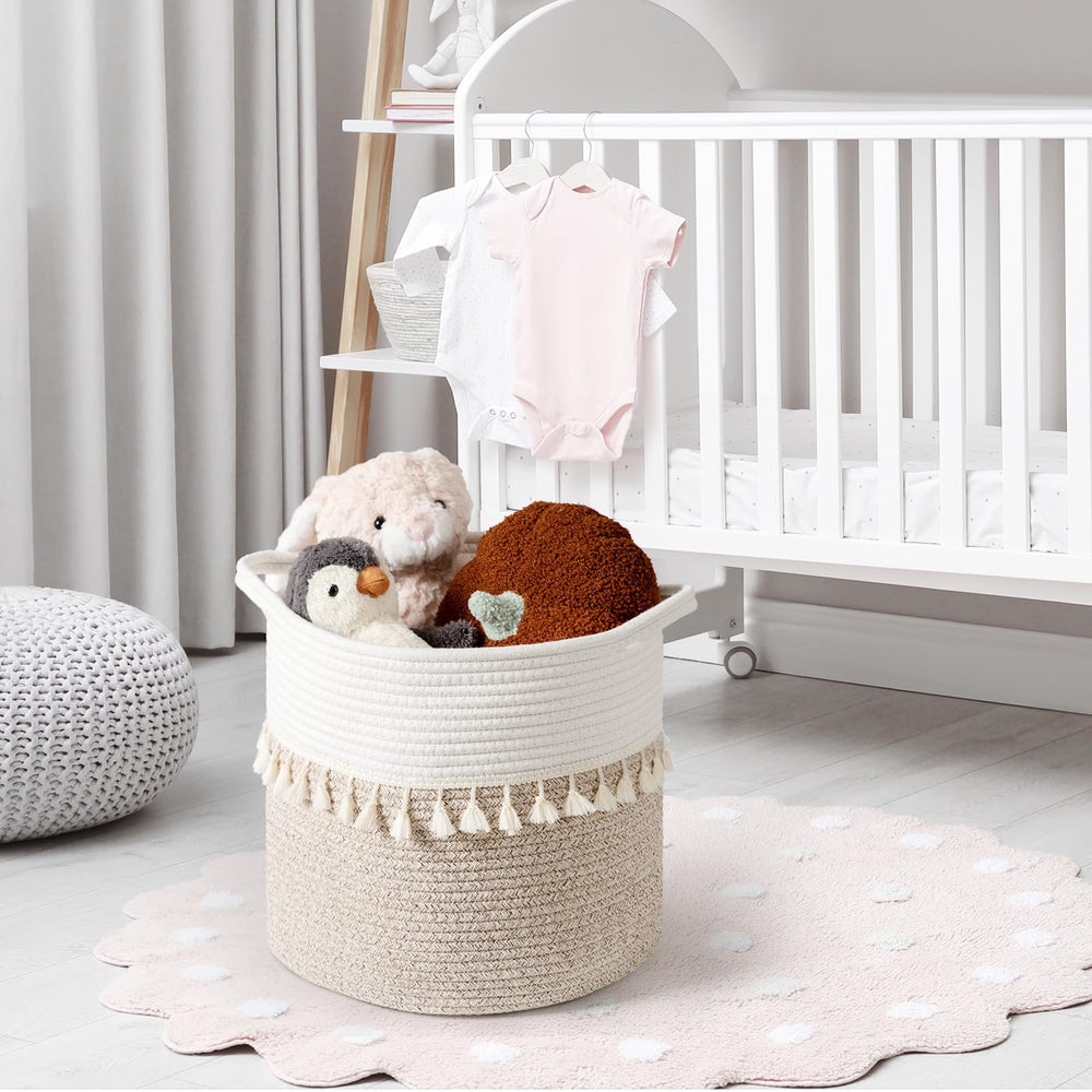 Danpinera durable cotton-weave basket helps sort laundry tasks