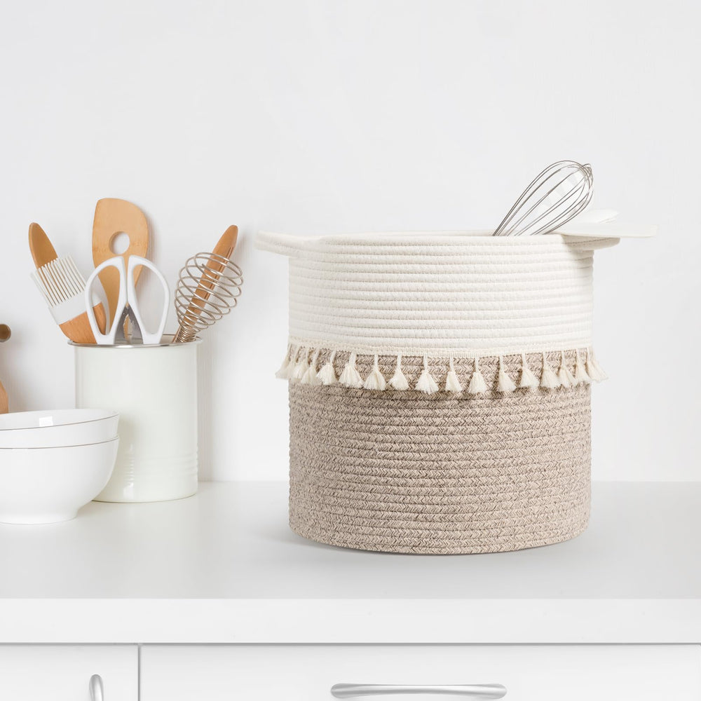 Danpinera compact 11-inch basket fits shelves and cabinets