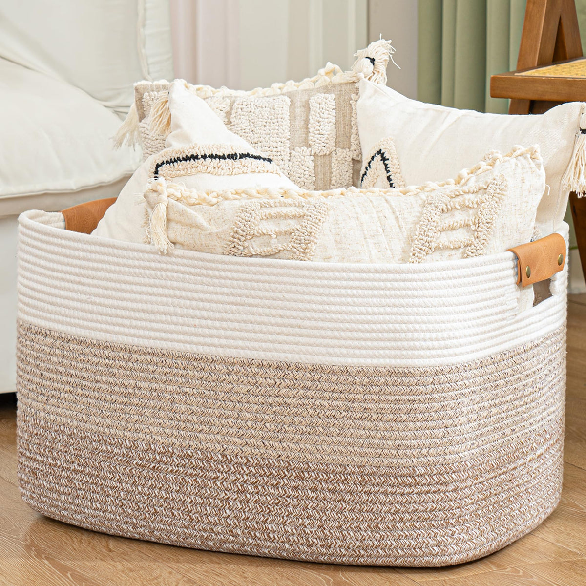 Danpinera blanket basket 72L size for living room storage