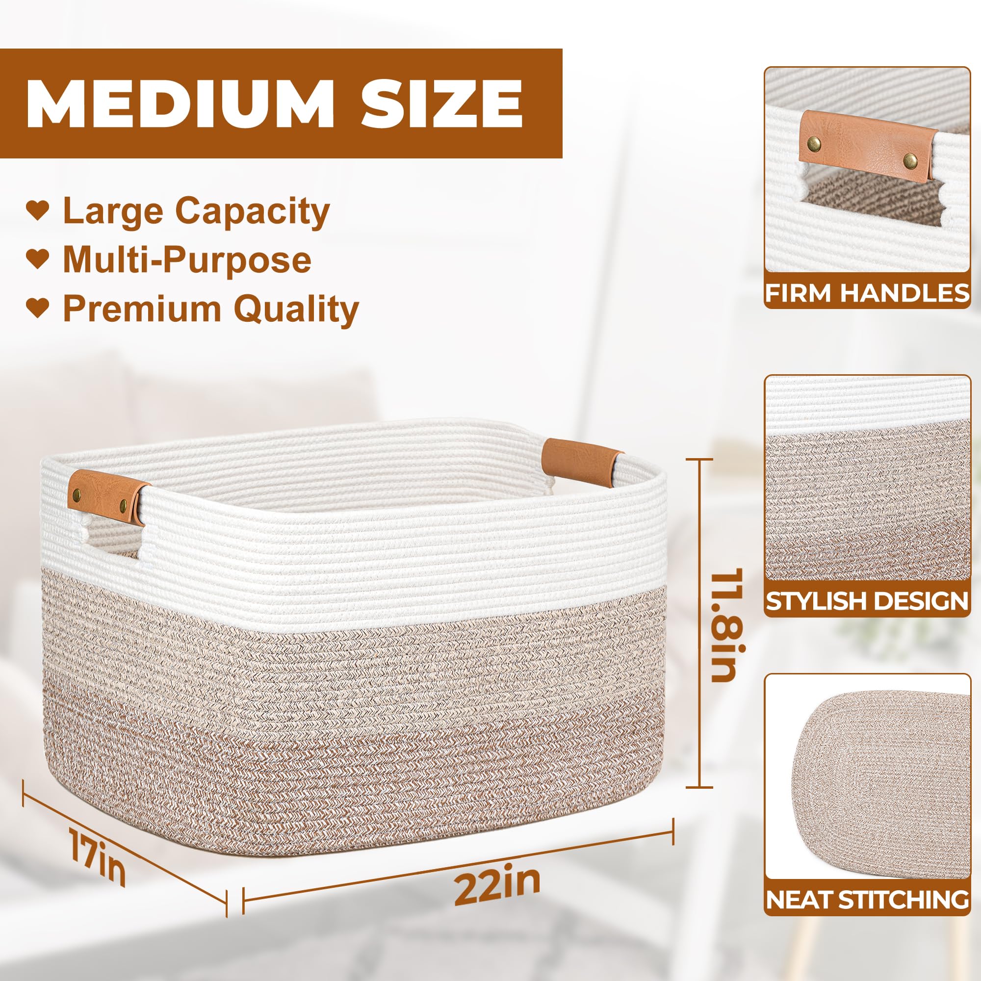 Danpinera blanket basket with leather handle demonstrates durable carrying