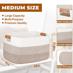 Danpinera blanket basket with leather handle demonstrates durable carrying