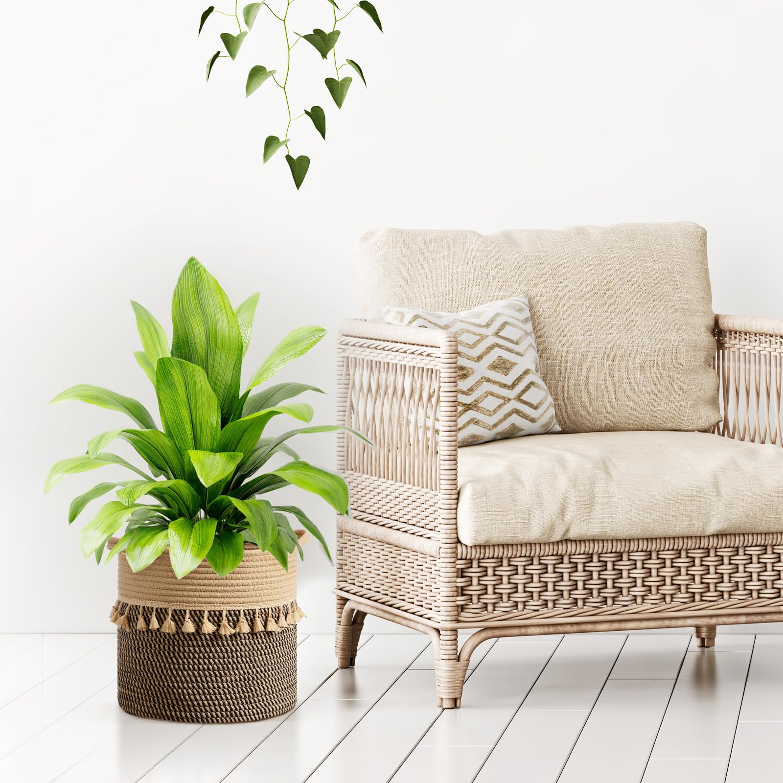Danpinera round storage basket 11x11 in cream ideal for towels.