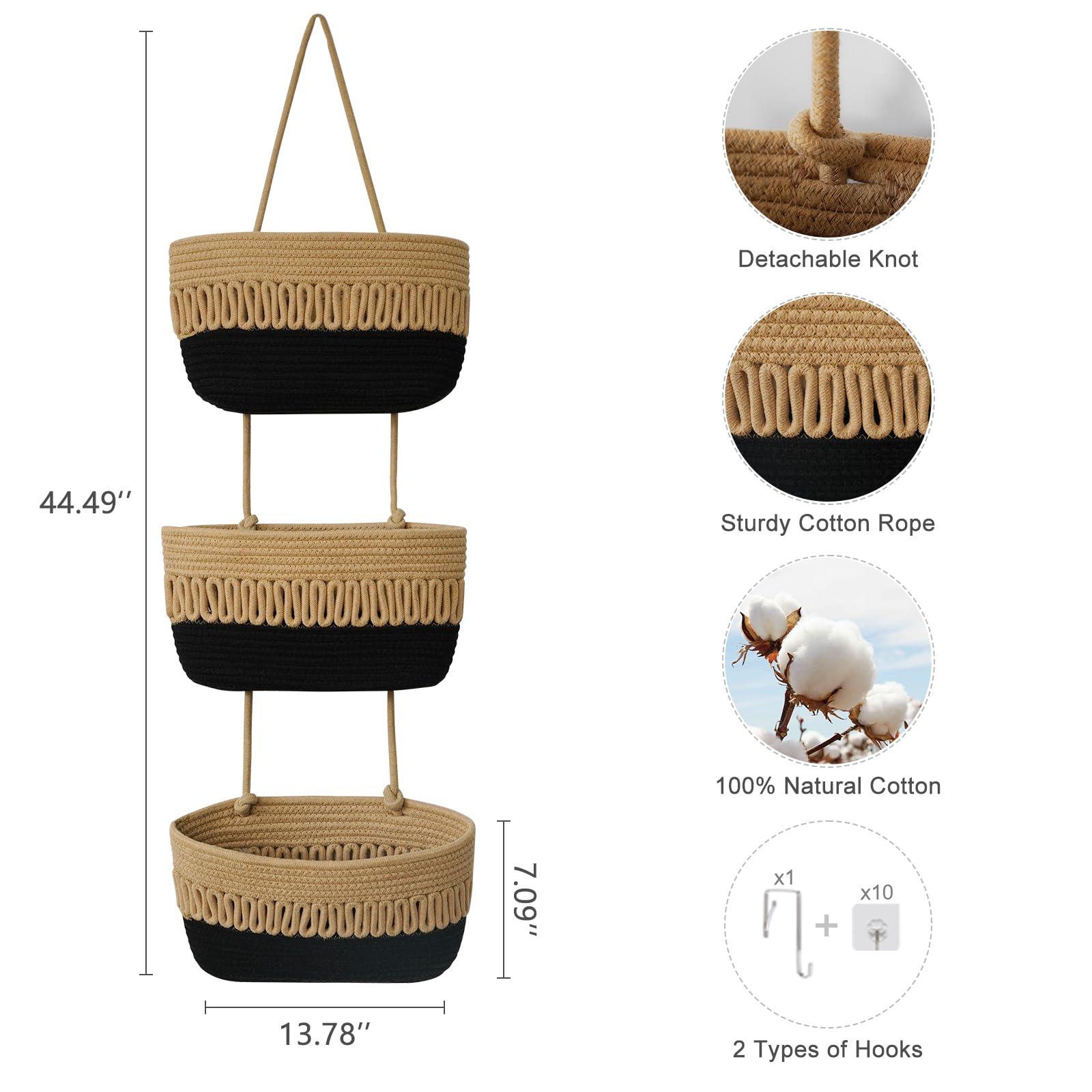 The danpinera woven cotton rope baskets in nursery setup offer soft storage for toys and essentials.