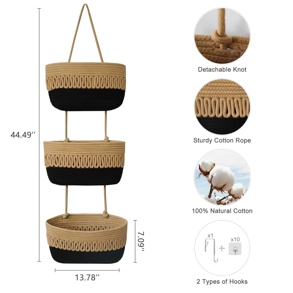 The danpinera woven cotton rope baskets in nursery setup offer soft storage for toys and essentials.