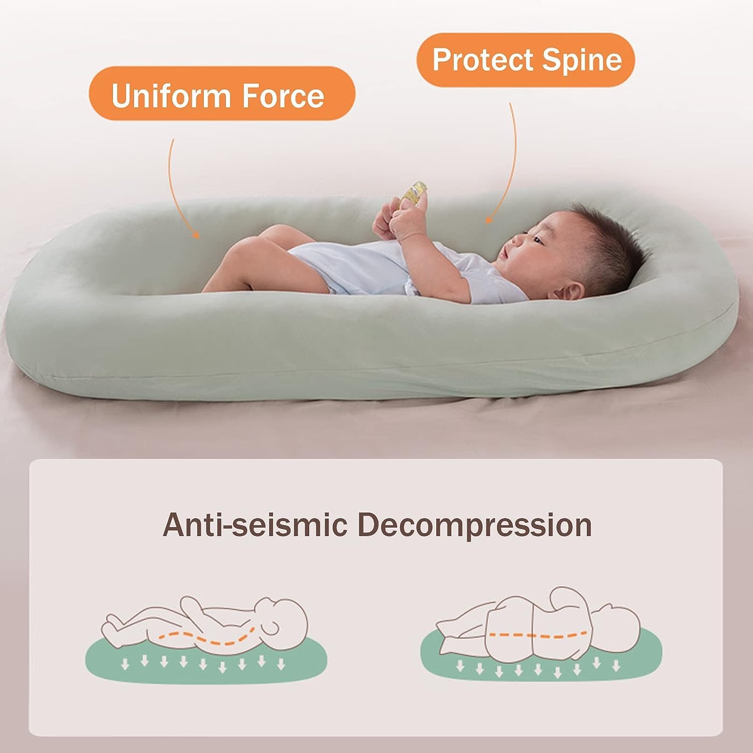 DAOLUAN lounger in bionic design for safe floor play and sitting practice