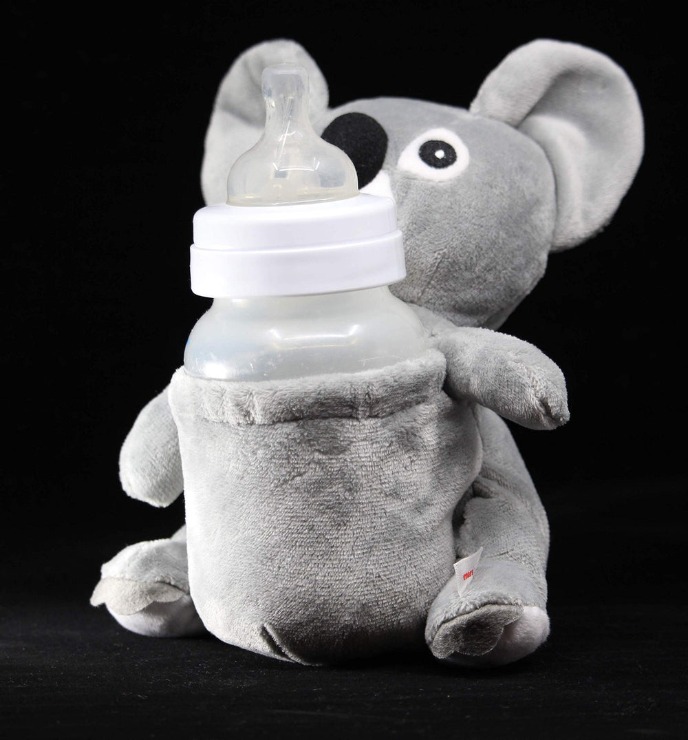 Daphyls Marsupeez Koala baby feeding setup shows integrated insulated pouch for temp control