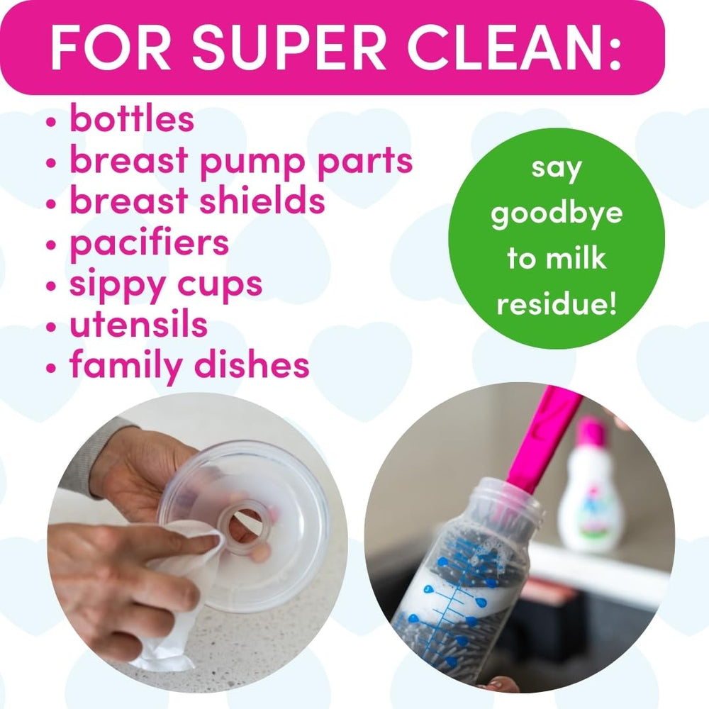 Cleaning baby bottles and sippy cups with Dapple Baby Foaming Soap
