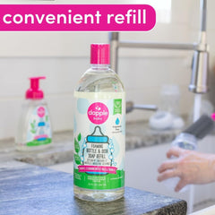 Foaming action of Dapple Baby Soap for bottles and cups