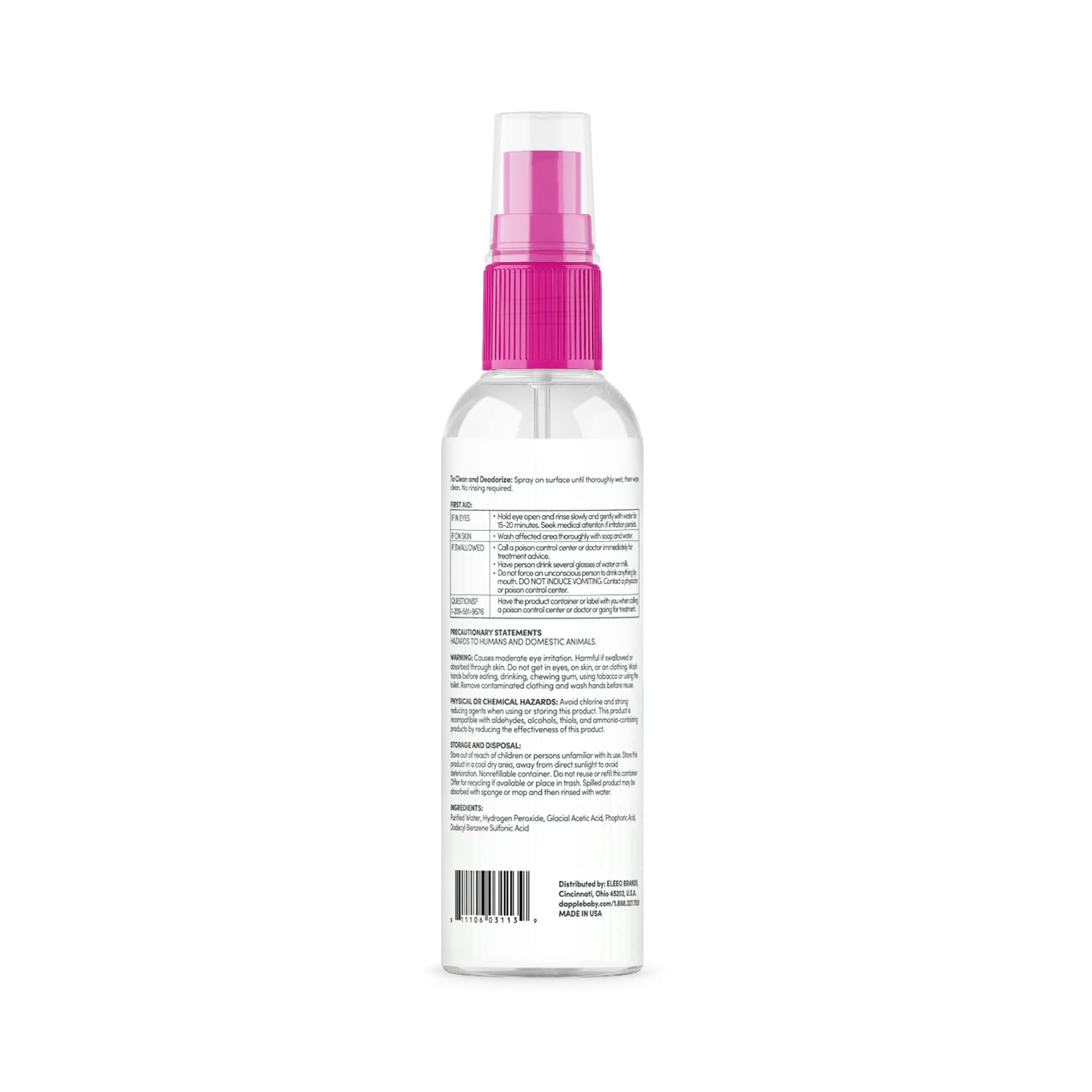 Dapple cleaner spray bottle for on-the-go cleaning of pump parts.