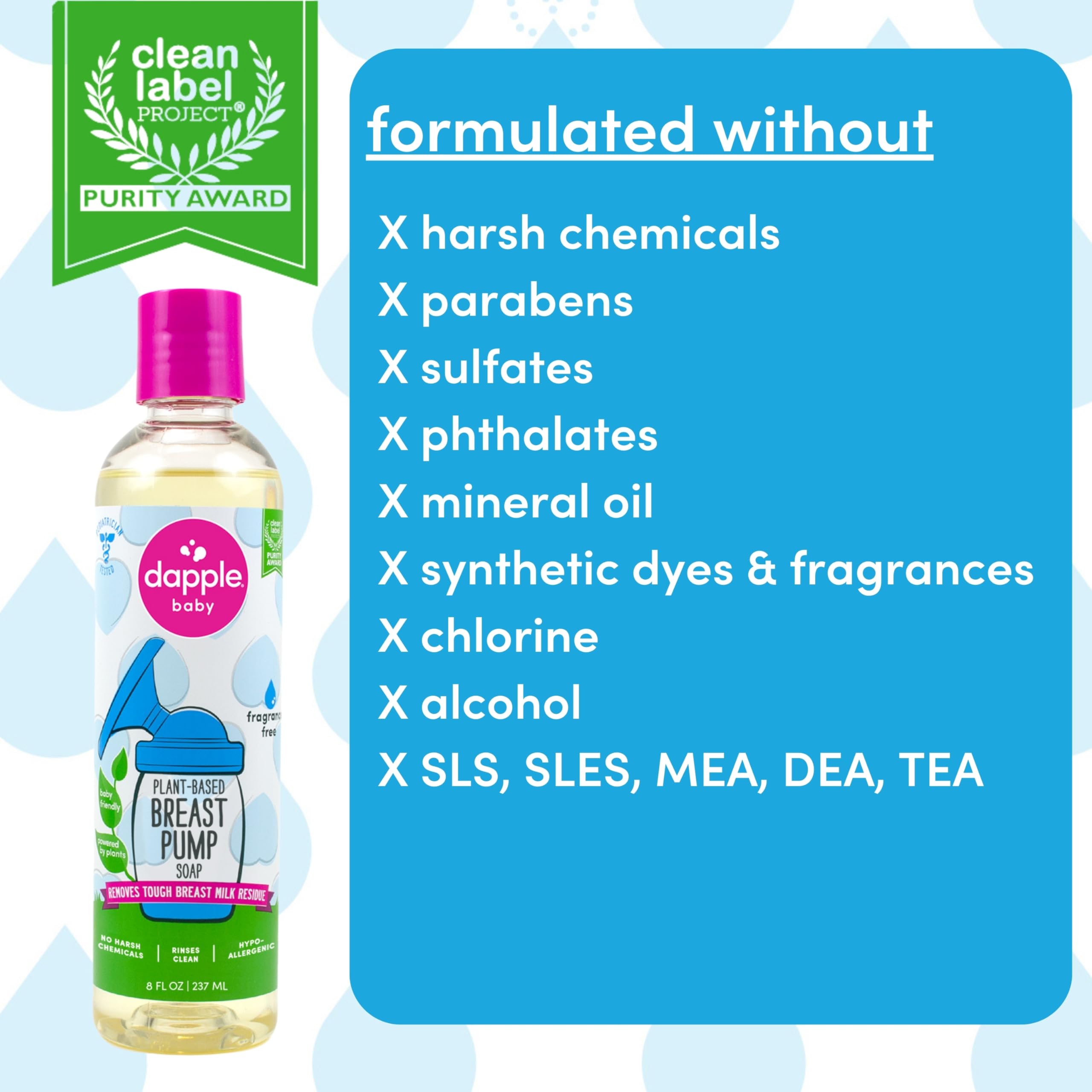 Dapple Clean Label Project Purity Award-winning soap for safe family cleaning.