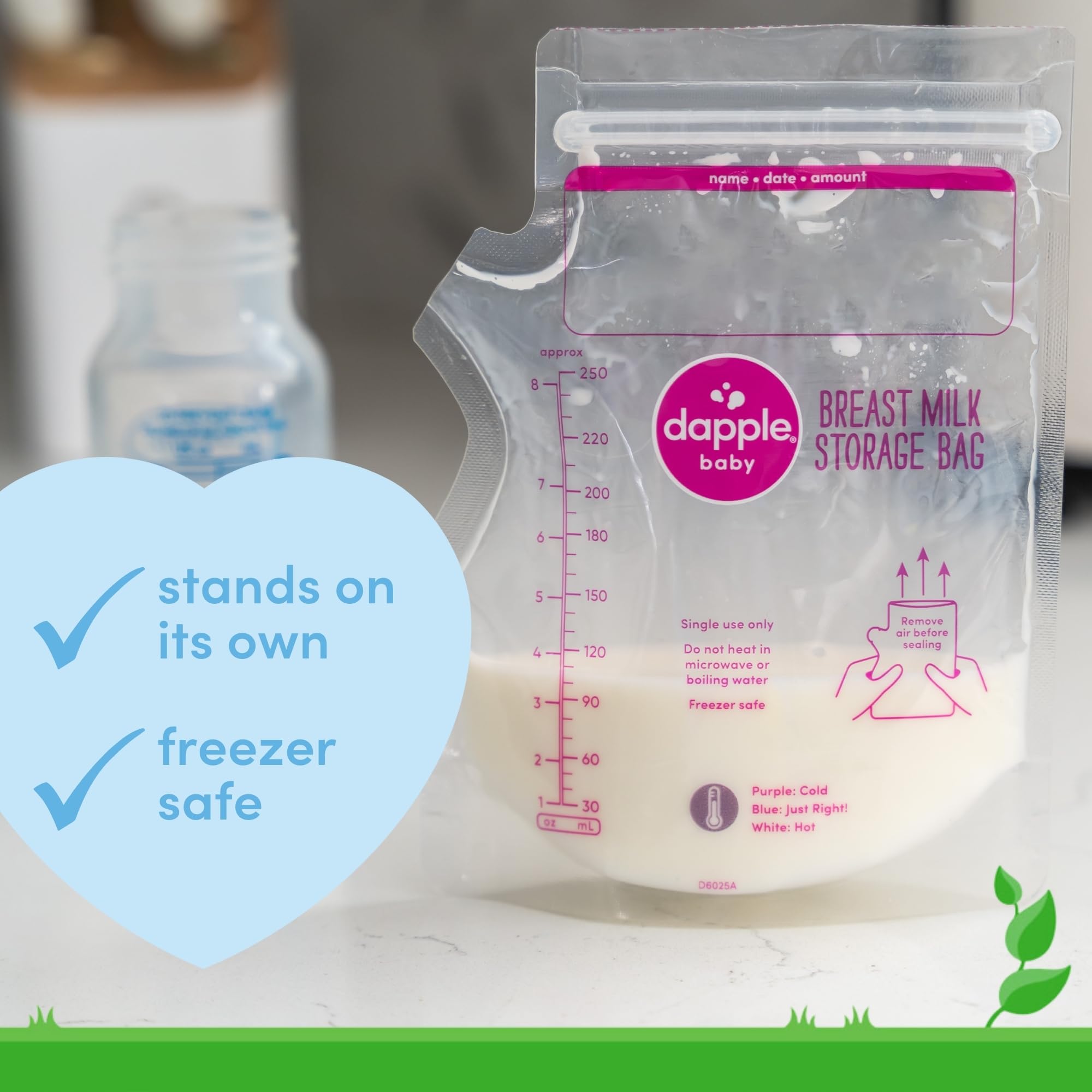 Dapple lets you pump directly into the bag for easy storage.