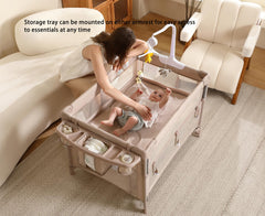 Dapue portable crib with bedside sleeper for easy nighttime access