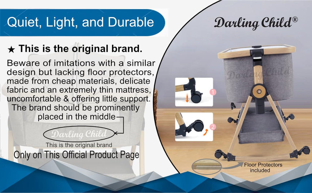 Darling Child bassinet with no-tools assembly for quick setup.