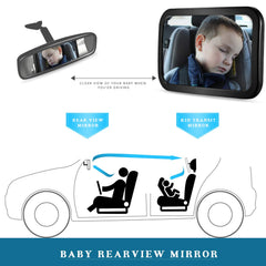 DARVIQS Baby Car Mirror installs quickly with secure headrest straps.