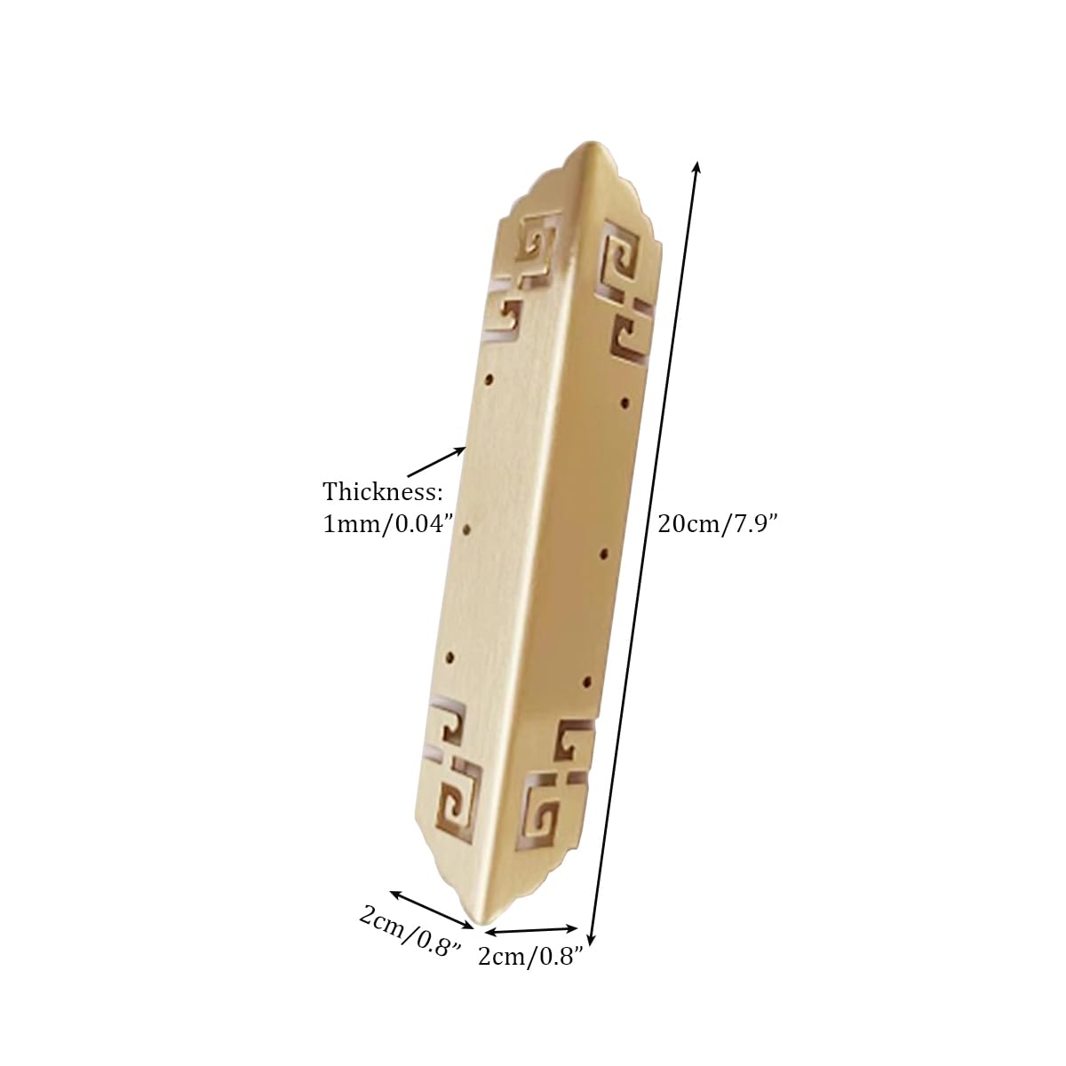 Dasaziya brass corner guard for cabinet corners, guards against chips and wear.