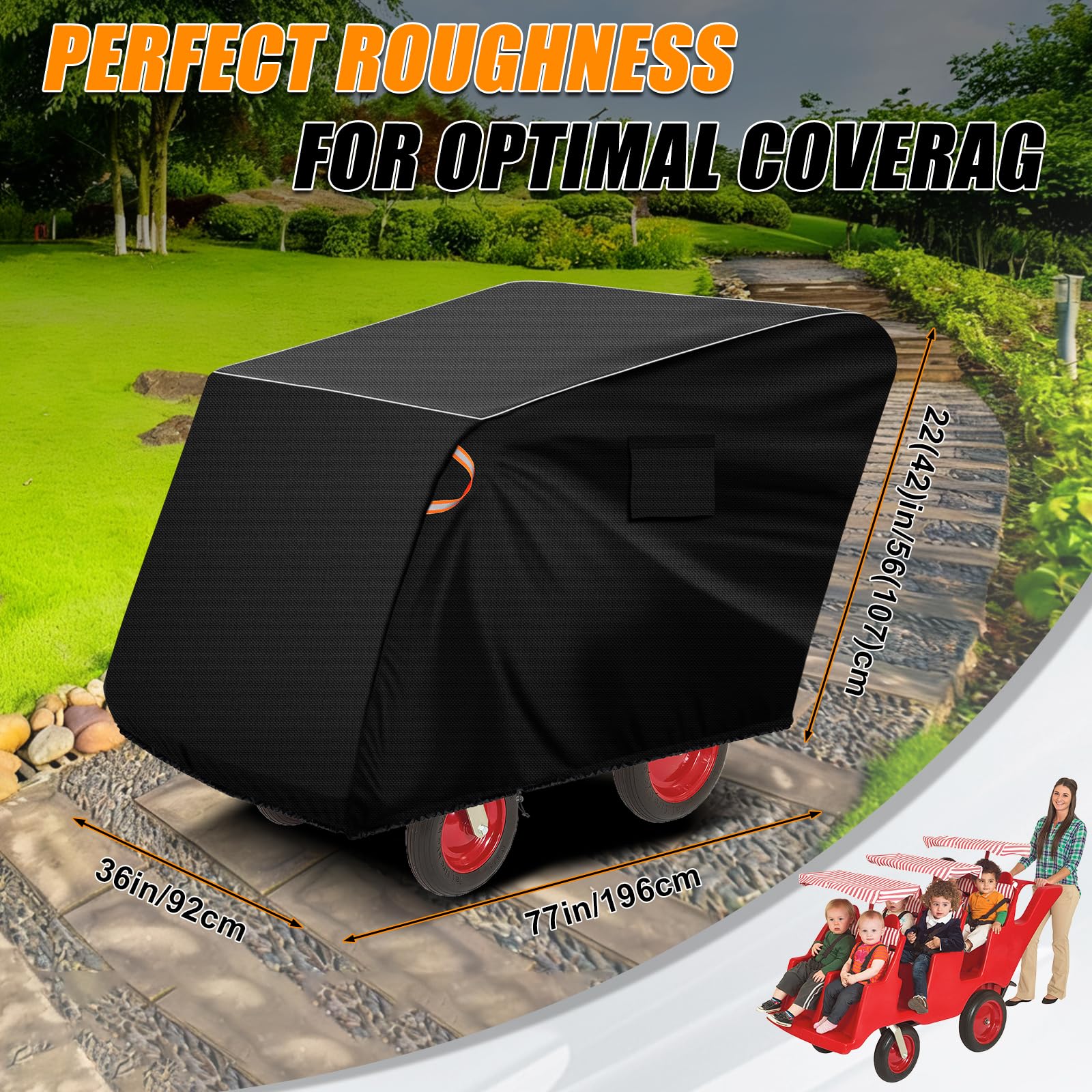 Daspom 6-passenger stroller cover air vents reduce condensation and improve airflow.