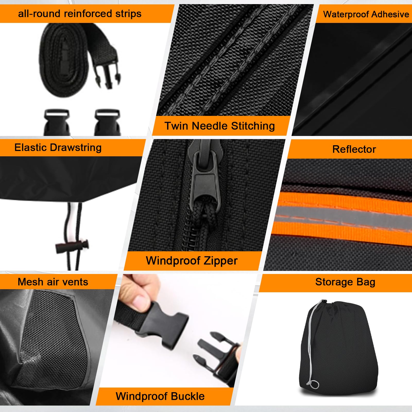 Daspom 6-passenger stroller cover with drawstring secure buckle ensuring snug fit.