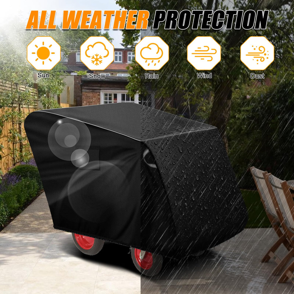Daspom 6-passenger stroller cover mounted on a stroller protects from rain and dust.