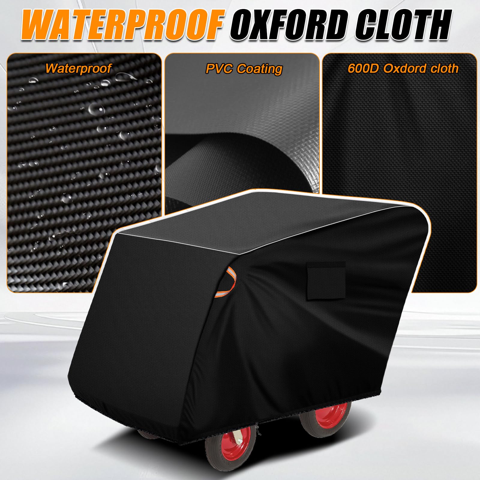 Daspom 6-passenger stroller cover waterproof 600D fabric shields against rain and splashes.