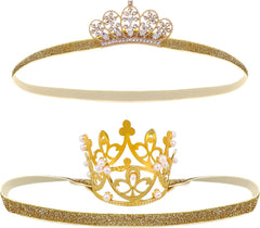DatingShiny gold baby tiara with crystals for sparkling baby photoshoots.