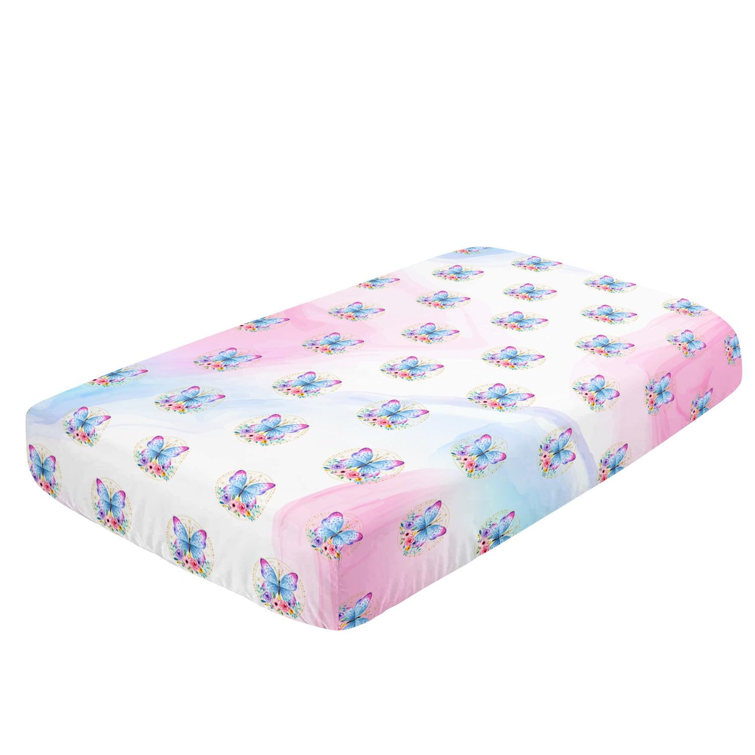 Datura Home close-up of butterfly pattern enhances nursery decor with vibrant colors.