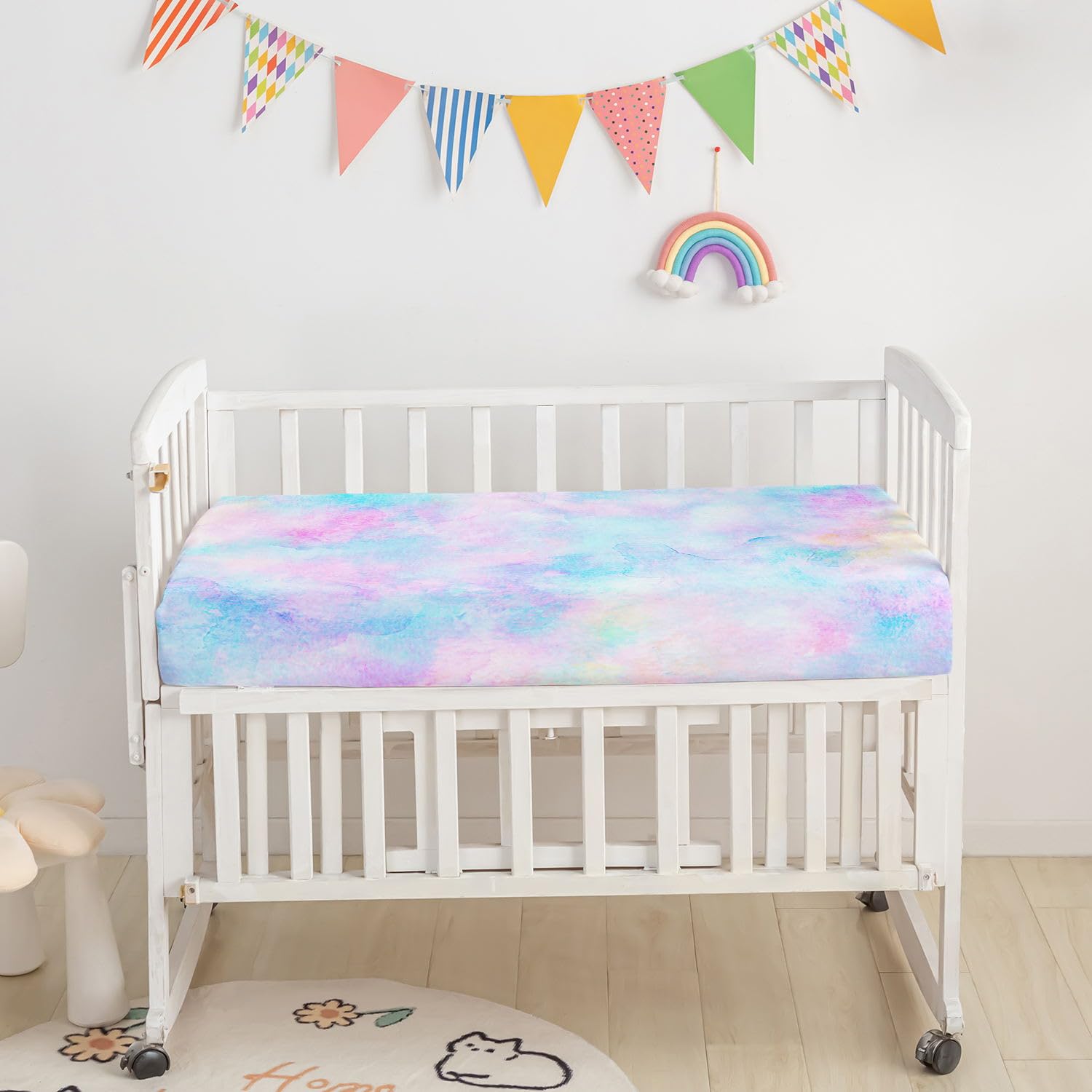 Datura Home crib skirt coordinating nursery decor for a tidy space